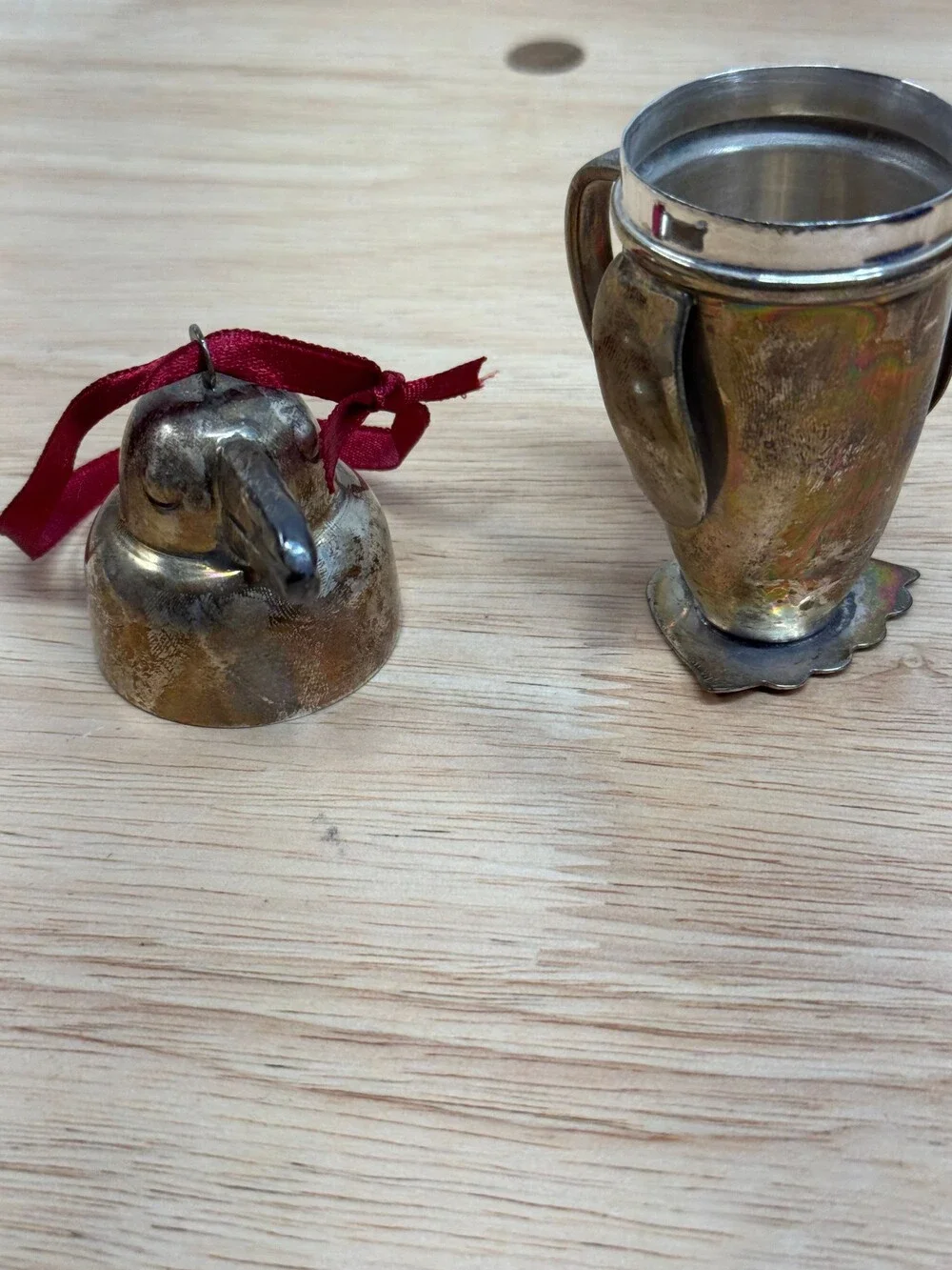 Vintage Restoration Hardware 1936 Penguin Shaker Silver Plate Ornament w/ Pouch